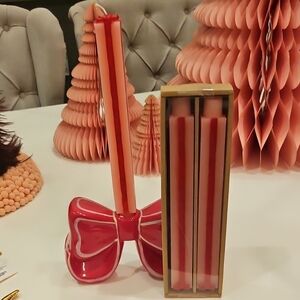 Red and White Striped Candles Set 2